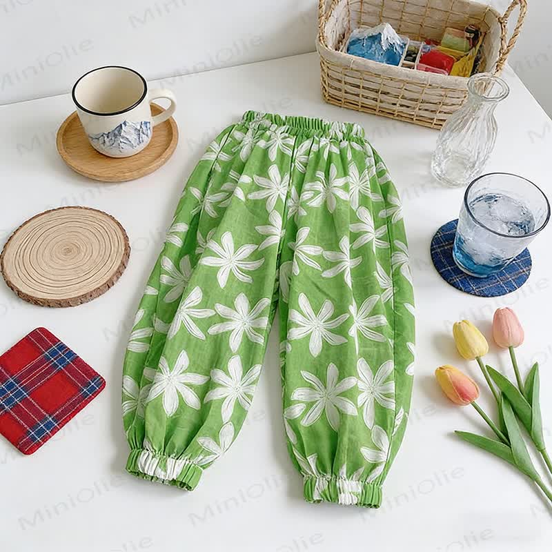 Pantaloni in cotone per bambini con elastico in vita - Verde - 8-9T - image 4