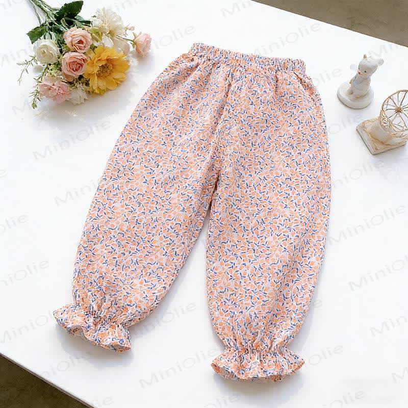 Pantaloni in cotone per bambini con elastico in vita - Fiore rosso - 8-9T - image 7