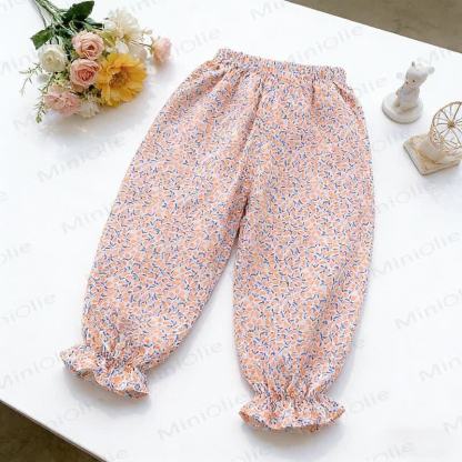 Pantaloni in cotone per bambini con elastico in vita - Fiore rosso - 8-9T - image 7