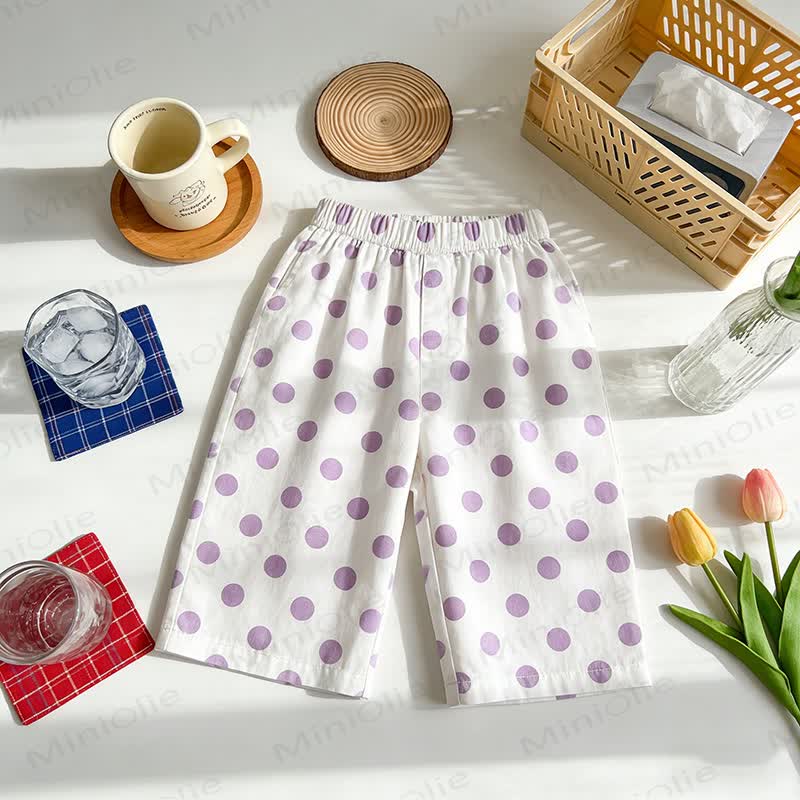Pantaloni da bambina con elastico in vita - Punti viola - 8-9T - image 4