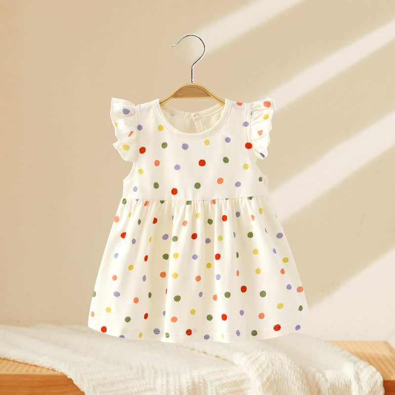 Vestito estivo da bambina con stampa e maniche a volant - Pois bianchi - 4-5T - image 1