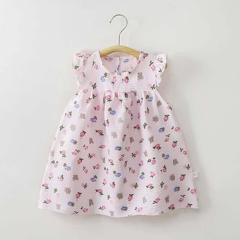 Vestitino estivo per bambina con stampa floreale e maniche a volant. - Aquila rosa - 8-9T - image 6