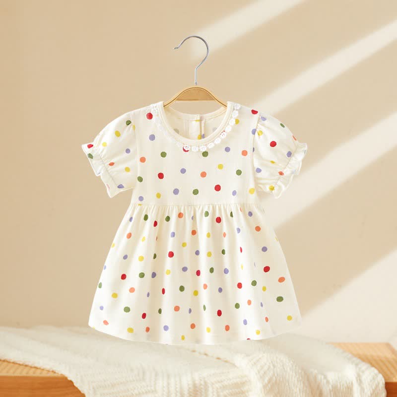 Vestitino estivo stampato per bambina con maniche a sbuffo - Pois bianchi - 4-5T - image 2