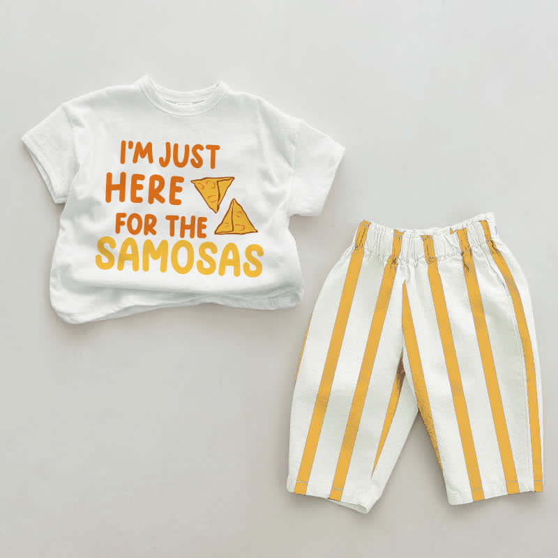 SONO QUI SOLO PER IL SET DA BAMBINO SAMOSAS A 2 PEZZI A RIGHE VERTICALI - Bianco e Giallo - 2-3T - image 1
