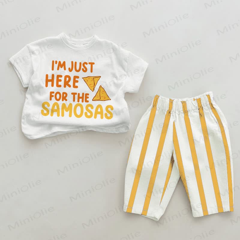 SONO QUI SOLO PER IL SET DA BAMBINO SAMOSAS A 2 PEZZI A RIGHE VERTICALI - Bianco e Giallo - 2-3T - image 1