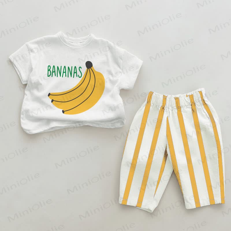 Completo 2 pezzi a righe verticali BANANAS Baby - Bianco e Giallo - 2-3T - image 1