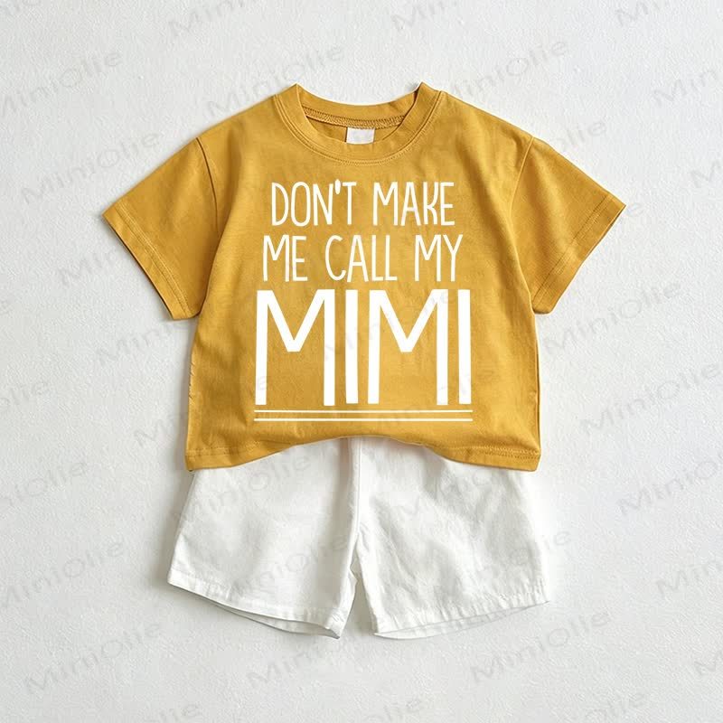 NON FARMI CHIAMARE IL MIO MINI Completo 2 pezzi composto da maglietta e pantaloncini per bambini - Giallo e bianco - 3-5T - image 1
