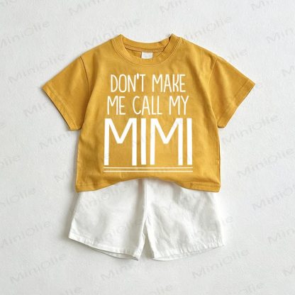 NON FARMI CHIAMARE IL MIO MINI Completo 2 pezzi composto da maglietta e pantaloncini per bambini - Giallo e bianco - 3-5T - image 1