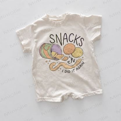 Tutina bianca stampata per neonati SNACKS - Bianco - 18-24 mesi - image 1