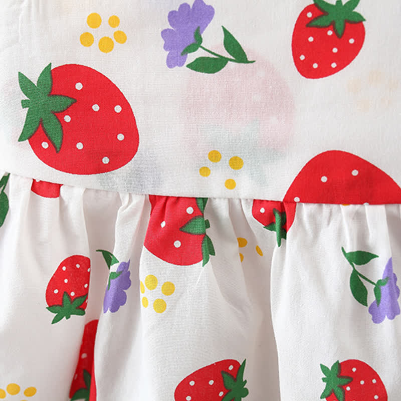 Vestitino con fiocco e stampa di fragole per bambina, completo di cappellino. - image 11