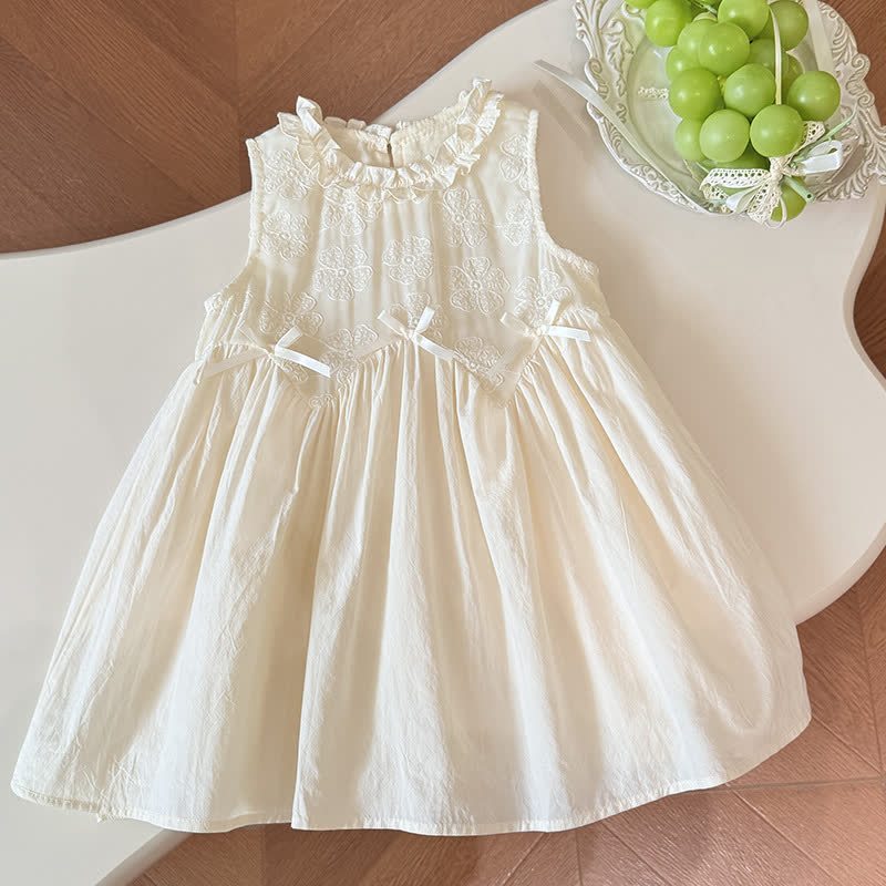 Vestito bianco da bambina con ricami floreali e pizzo. - Bianco - 10-11T - image 1