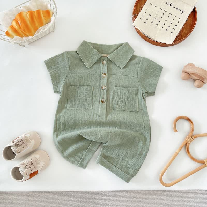 Tutina leggera con colletto polo per neonati - Verde - 18-24 mesi - image 3