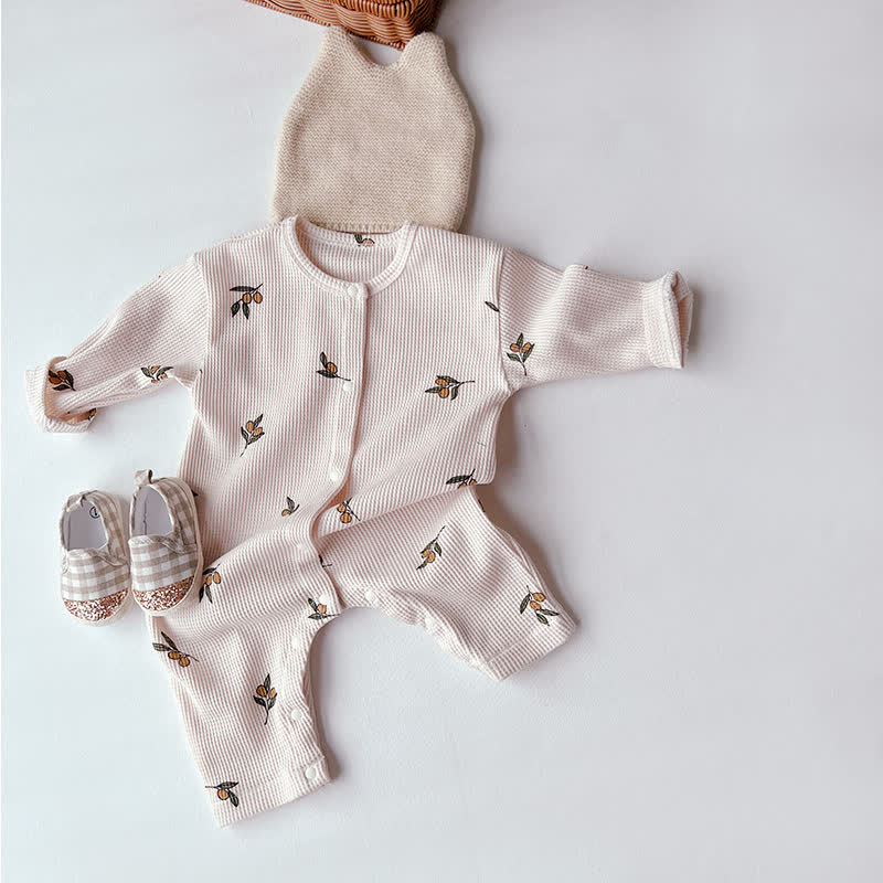 Tutina in maglia a maniche lunghe color crema con stampa floreale per bambina - Limone Beige - 18-24 mesi - image 2