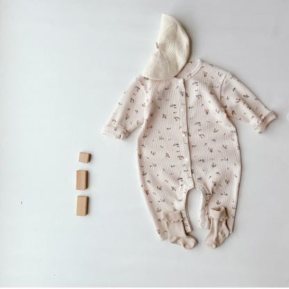 Tutina in maglia a maniche lunghe color crema con stampa floreale per bambina - Beige Naturale - 18-24 mesi - image 3