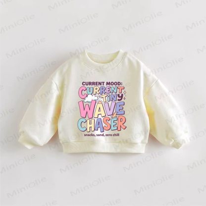 Felpa con slogan per neonati e bambini piccoli CURRENT TINY WAVE CHASER - Crema - 3-5T - image 1