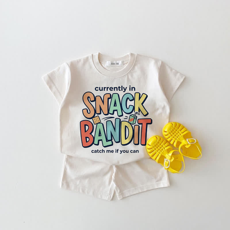 ATTUALMENTE DISPONIBILE: Set composto da maglietta e pantaloncini bianchi Baby Baby "Catch Me If You Can" (Prendetemi se ci riuscite) - Bianco - 18-24 mesi - image 1