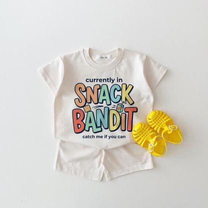 ATTUALMENTE DISPONIBILE: Set composto da maglietta e pantaloncini bianchi Baby Baby "Catch Me If You Can" (Prendetemi se ci riuscite) - Bianco - 18-24 mesi - image 1