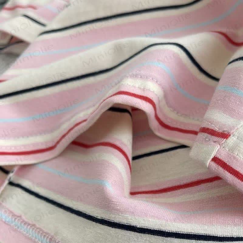 Completo da 2 pezzi con polo a righe ricamata e pantaloncini di jeans per bambini piccoli o maglietta - image 6