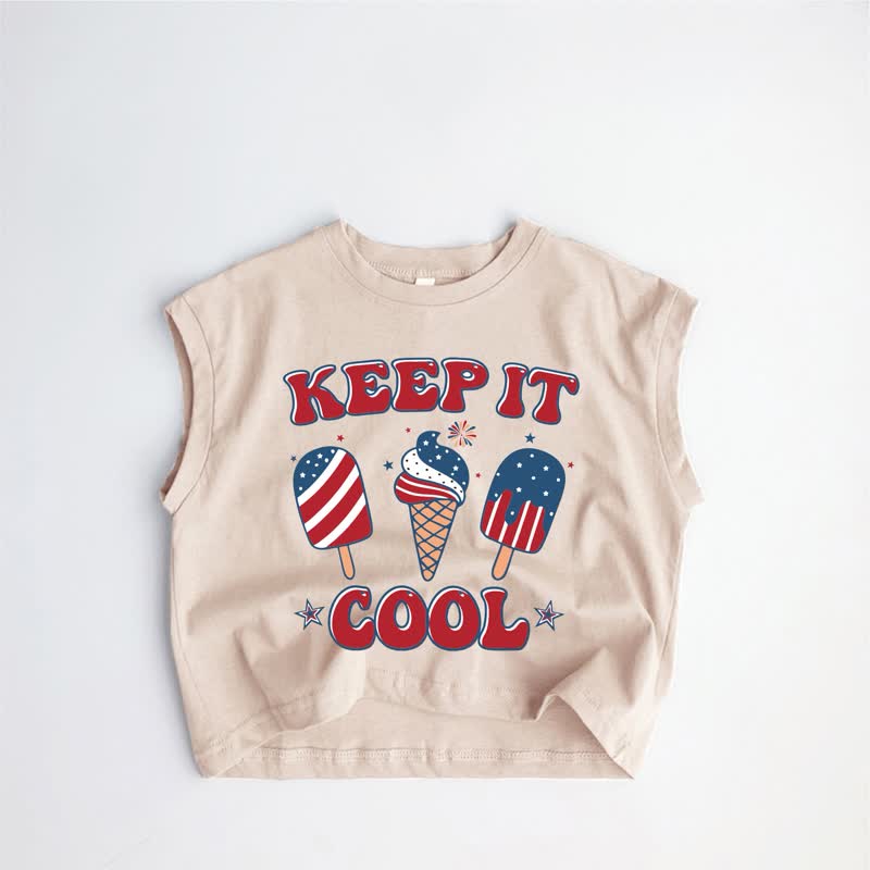 KEEP IT COOL Canotta color kaki con stampa di gelato per neonati e bambini - Cachi - 3-5T - image 1