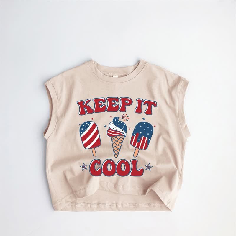 KEEP IT COOL Canotta color kaki con stampa di gelato per neonati e bambini - Cachi - 3-5T - image 1