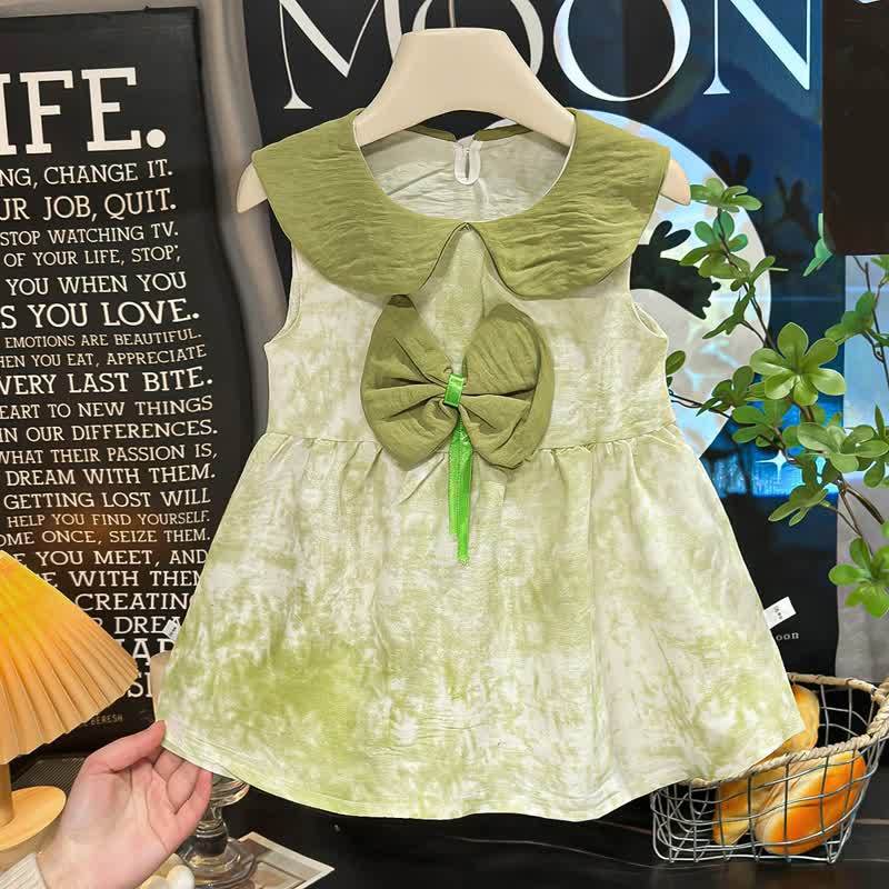 Vestito estivo senza maniche con colletto Peter Pan per bambina - Verde scuro - 8-9T - image 3
