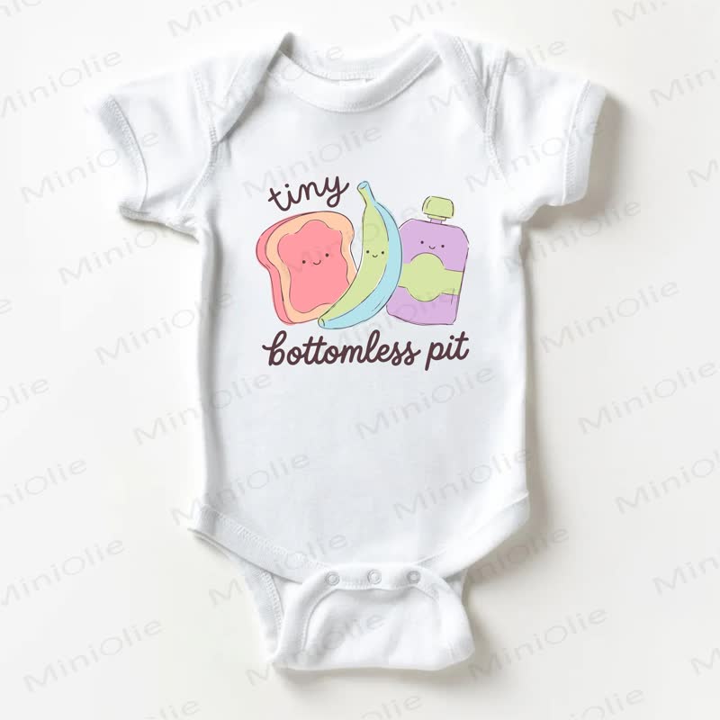 Body bianco con stampa di pappa per neonati "TINY BOTTOMLESS PIT". - Bianco - 18-24 mesi - image 1