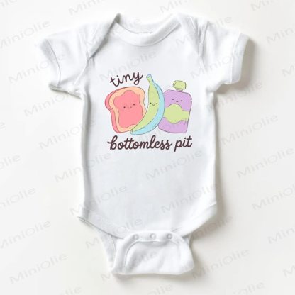 Body bianco con stampa di pappa per neonati "TINY BOTTOMLESS PIT". - Bianco - 18-24 mesi - image 1