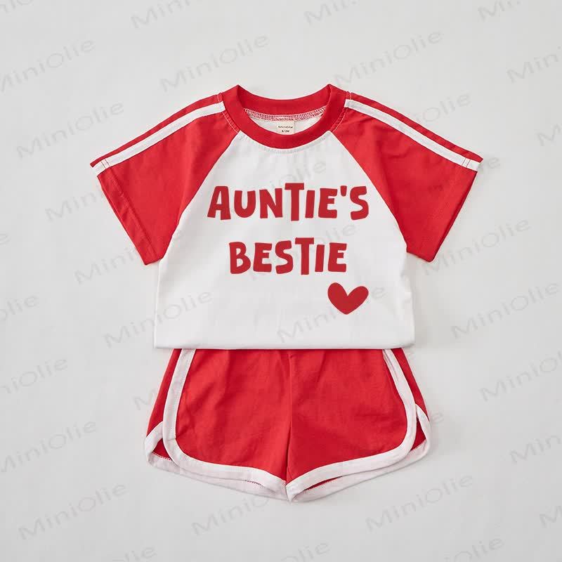 Completo maglietta e pantaloncini rossi per neonati "La migliore amica della zia". - Rosso - 2-3T - image 1