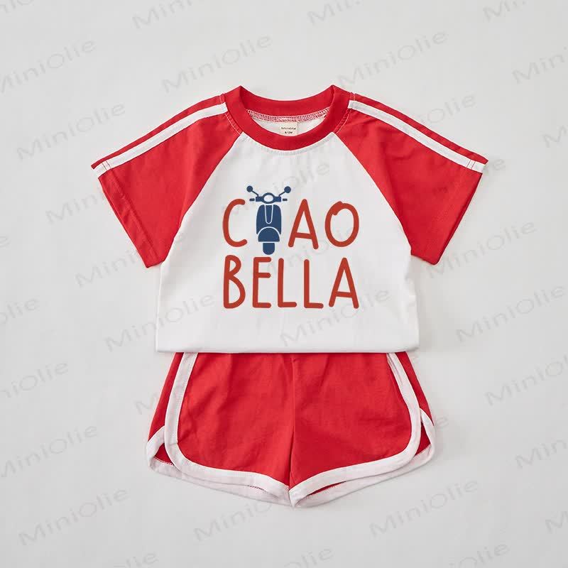 Completo CIAO BELLA composto da maglietta e pantaloncini rossi per bambina. - Rosso - 2-3T - image 1