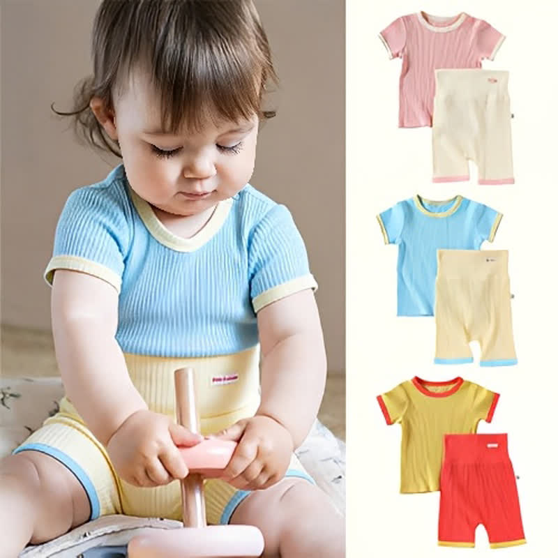 Completo per neonato in maglia a maniche corte - image 1