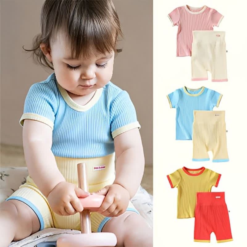 Completo per neonato in maglia a maniche corte - image 1