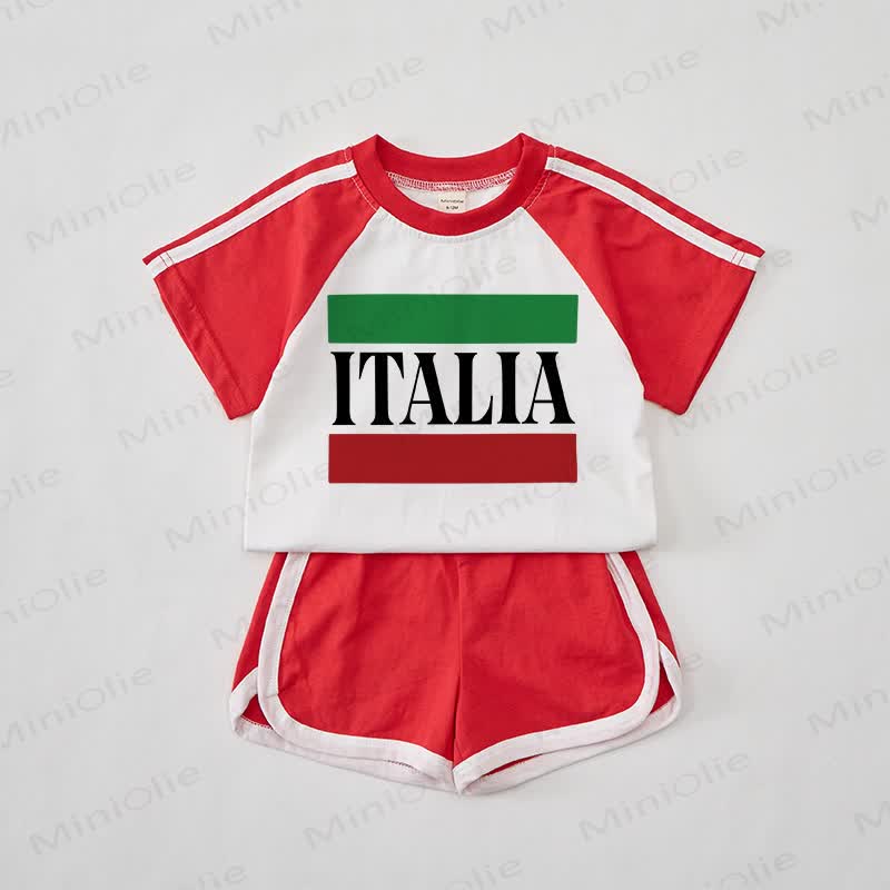 Completo t-shirt rosso baby ITALIA - Rosso - 2-3T - image 1