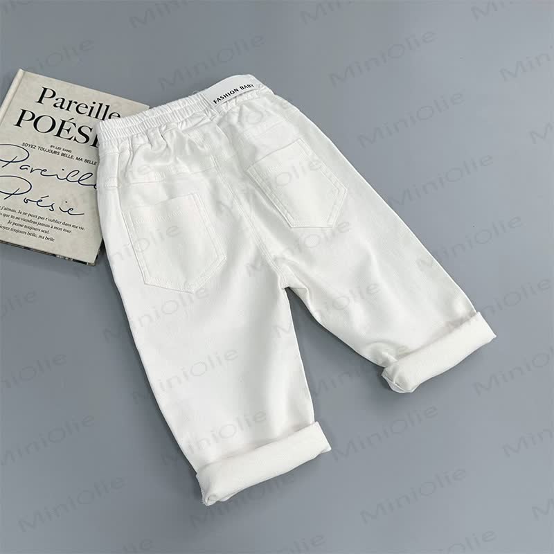 Pantaloni a gamba dritta in tinta unita per neonati e bambini piccoli - Bianco - 4-5T - image 3