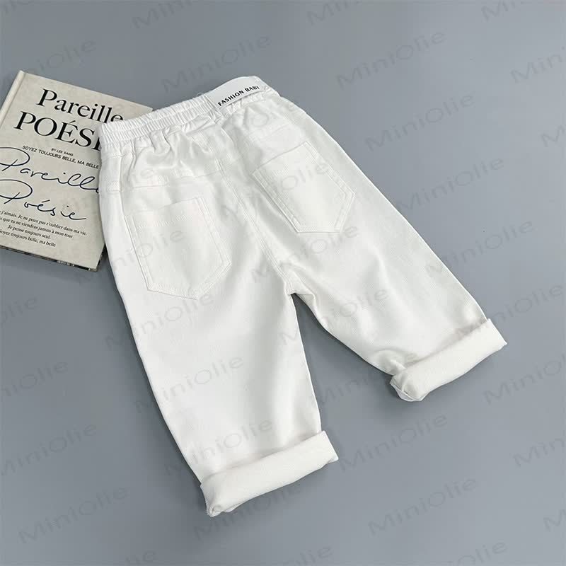 Pantaloni a gamba dritta in tinta unita per neonati e bambini piccoli - Bianco - 4-5T - image 3