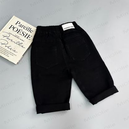 Pantaloni a gamba dritta in tinta unita per neonati e bambini piccoli - Nero - 4-5T - image 4