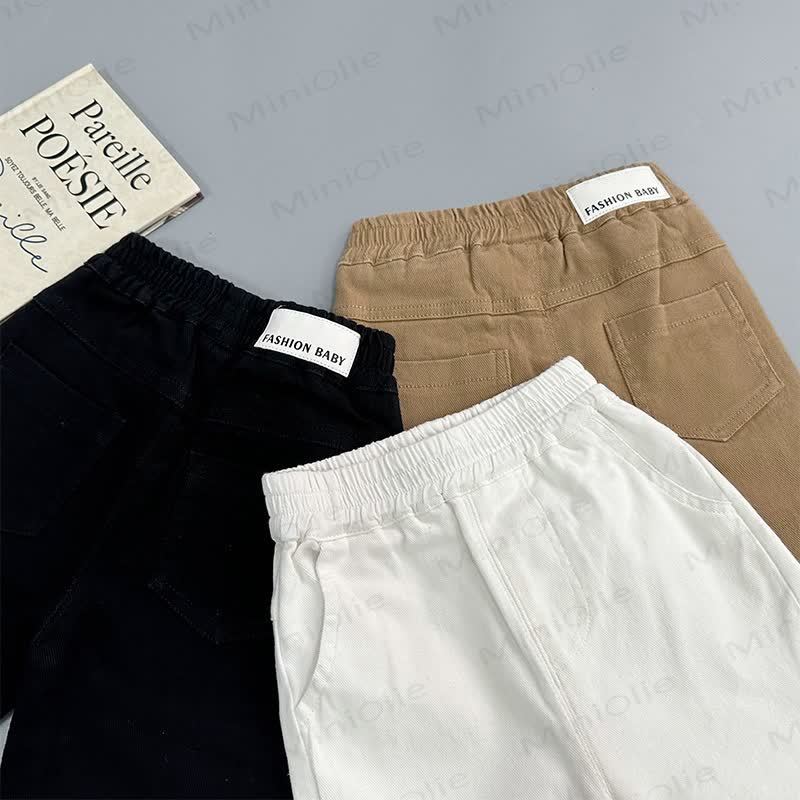 Pantaloni a gamba dritta in tinta unita per neonati e bambini piccoli - image 5