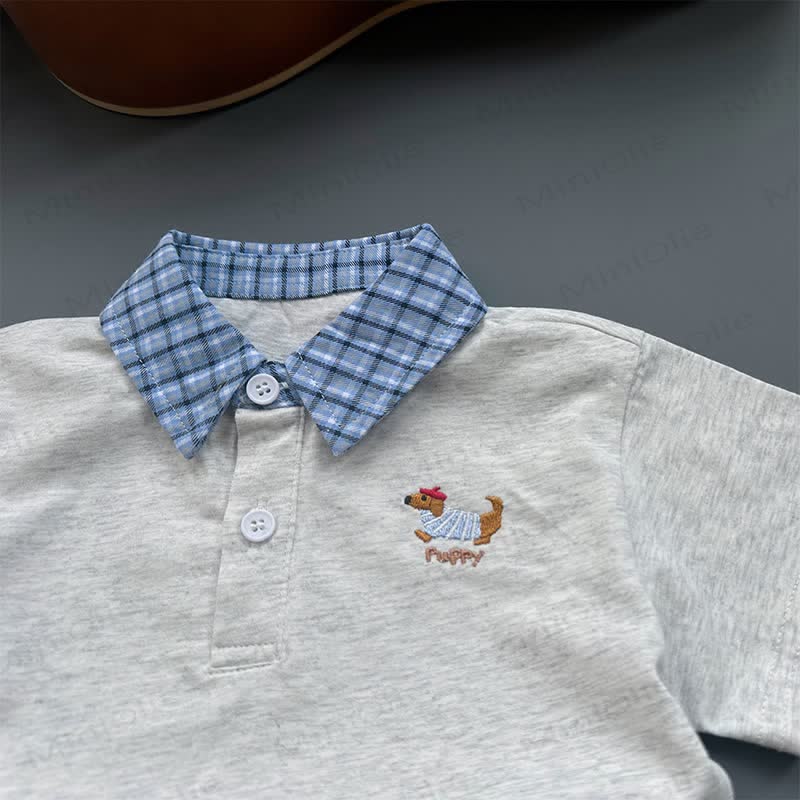 Polo a quadri con colletto o pantaloncini di jeans per neonati e bambini piccoli - image 5