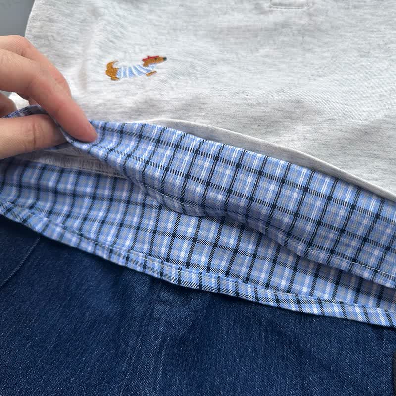 Polo a quadri con colletto o pantaloncini di jeans per neonati e bambini piccoli - image 6