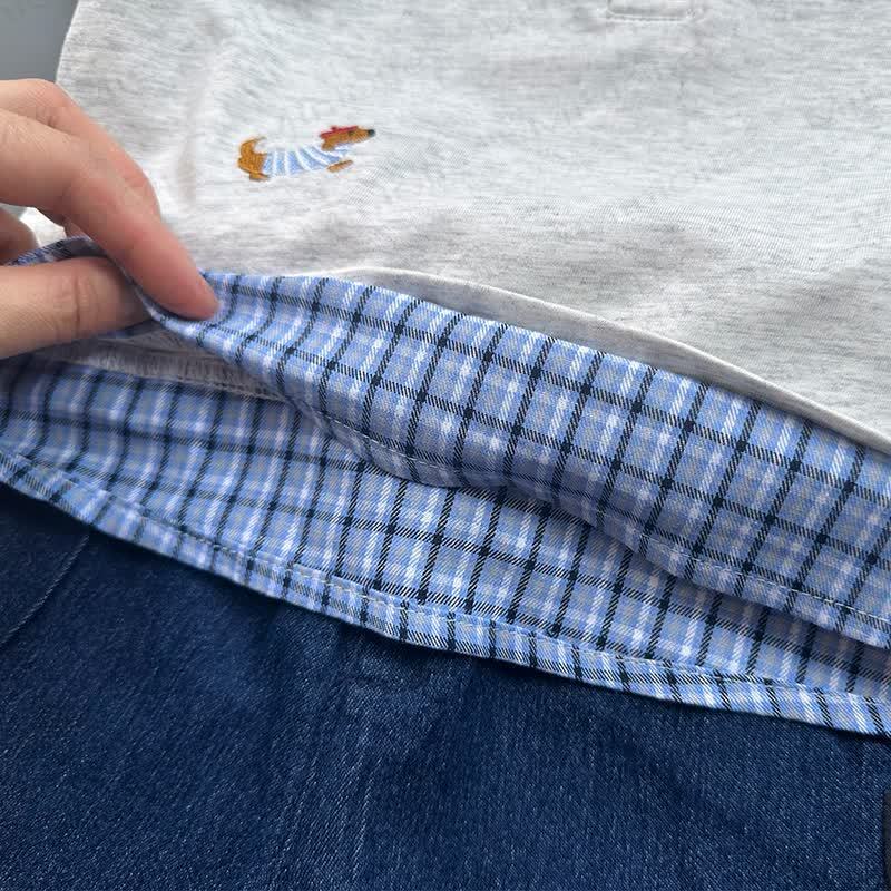 Polo a quadri con colletto o pantaloncini di jeans per neonati e bambini piccoli - image 6