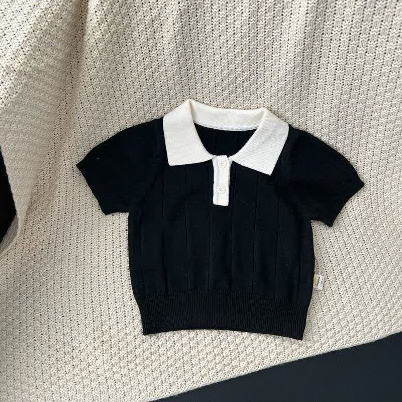 Polo classica a maniche corte a coste per bambina - Nero - 8-9T - image 6