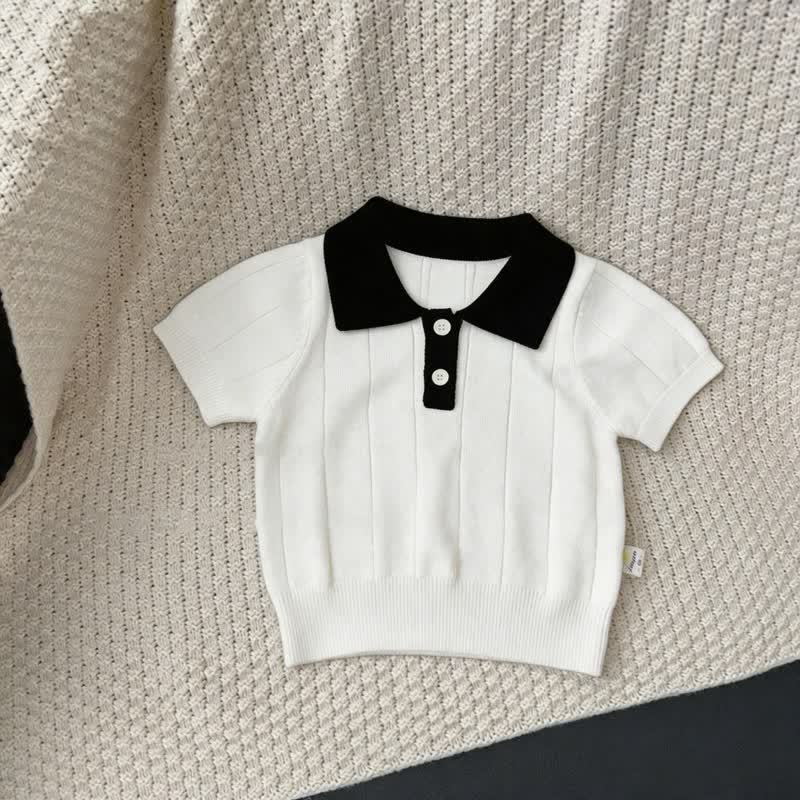 Polo classica a maniche corte a coste per bambina - Bianco e nero - 8-9T - image 7