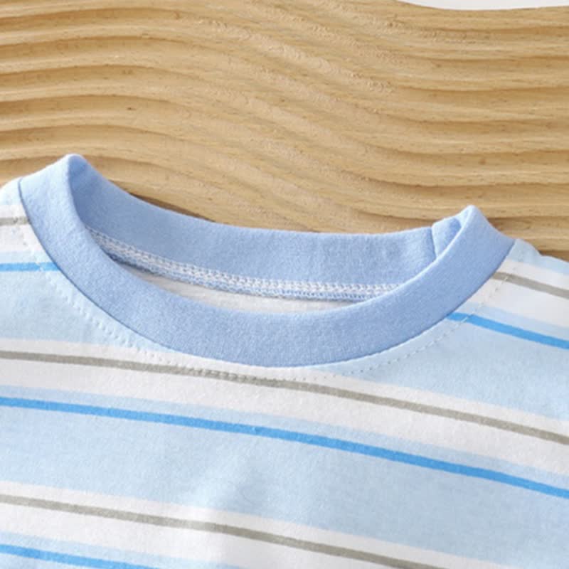 Maglietta estiva casual a righe con orsetto per neonati e bambini piccoli - image 6