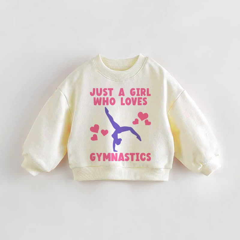Felpa color crema con slogan per neonati e bambini piccoli "SOLO UNA RAGAZZA CHE AMA LA GINNASTICA" - Crema - 3-5T - image 1