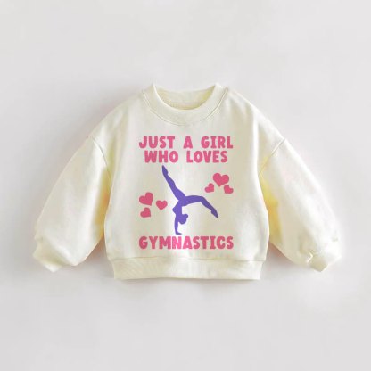 Felpa color crema con slogan per neonati e bambini piccoli "SOLO UNA RAGAZZA CHE AMA LA GINNASTICA" - Crema - 3-5T - image 1