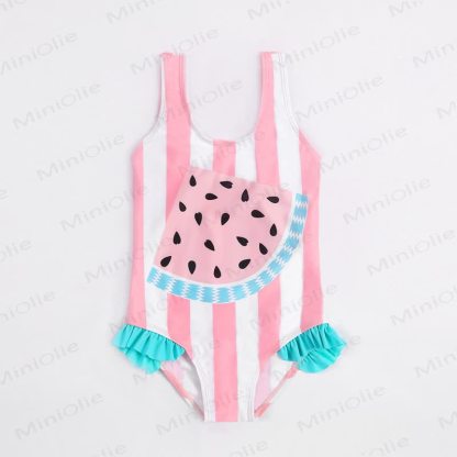Tutina da bagno per bambina con volant e fenicottero - Anguria rosa - 6-7T - image 3