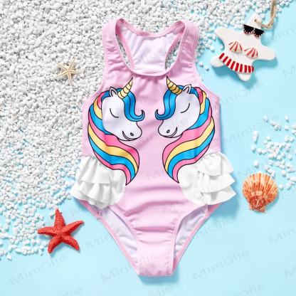 Tutina da bagno per bambina con volant e fenicottero - Unicorno Rosa - 6-7T - image 6