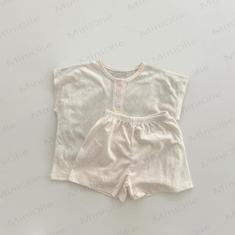 Completo due pezzi composto da canotta e pantaloncini in maglia morbidissima. - Albicocca - 2-3T - image 2