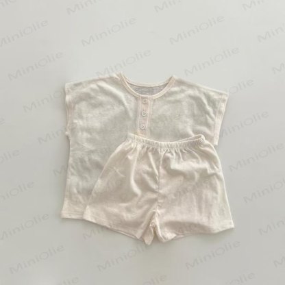 Completo due pezzi composto da canotta e pantaloncini in maglia morbidissima. - Albicocca - 2-3T - image 2
