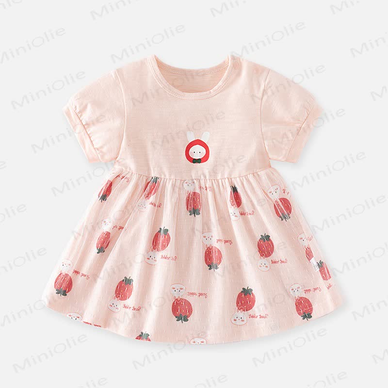 Vestitino estivo per bambina con stampa di coniglietti e pois - Rosa - 4,5-5T - image 2
