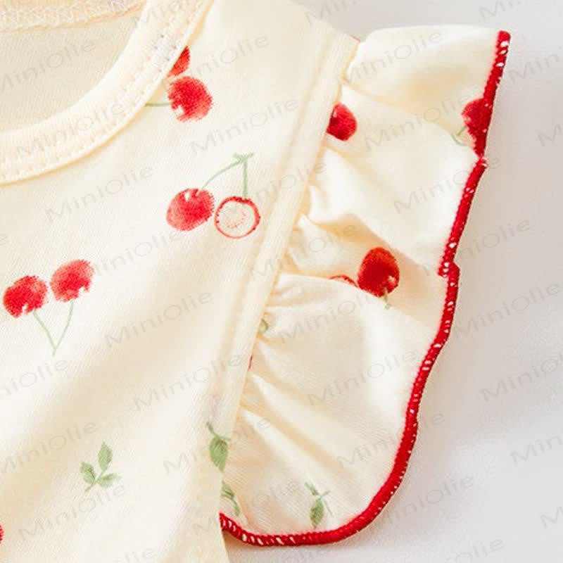 Vestitino beige con maniche a volant per bambina - image 6